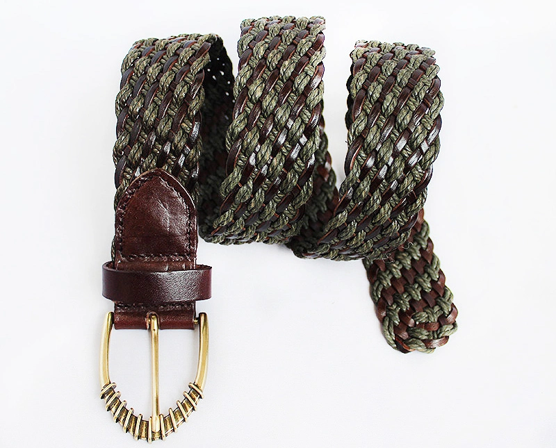 Weaving Belt with Pin Buckle Strip Fashion Faux Leather Hemp Rope Braid Belts Vintage Waistband
