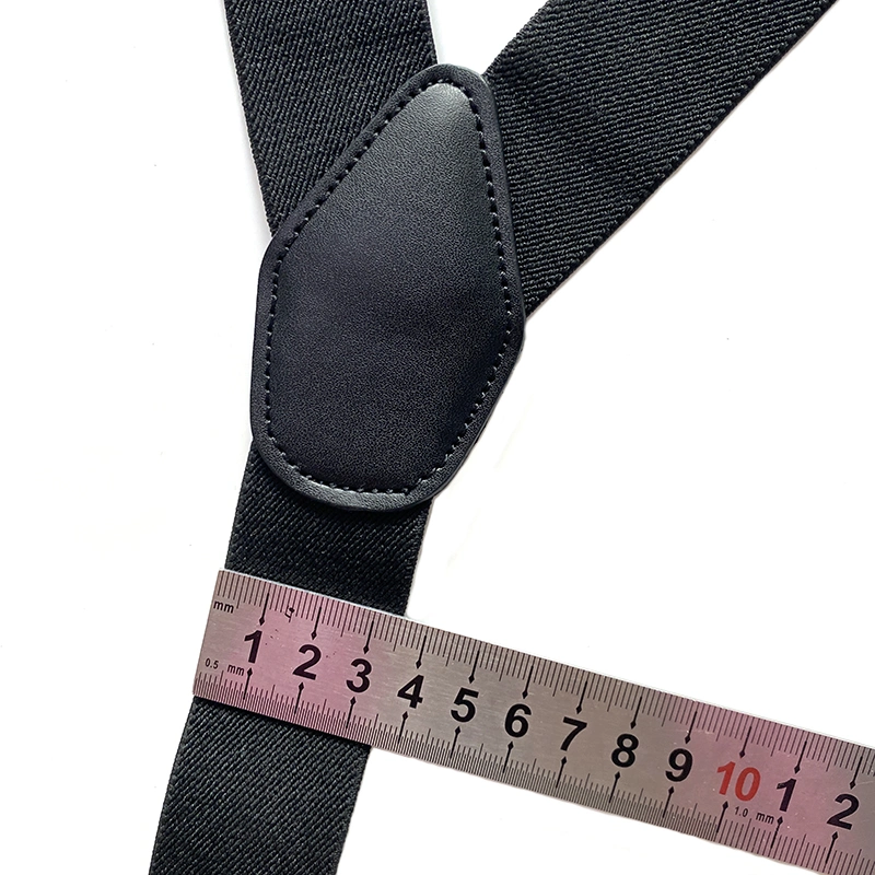 Custom Logo Black Y Shape 3.5 Cm Leather Button Strap Elastic Braces Suspender Belt for Men