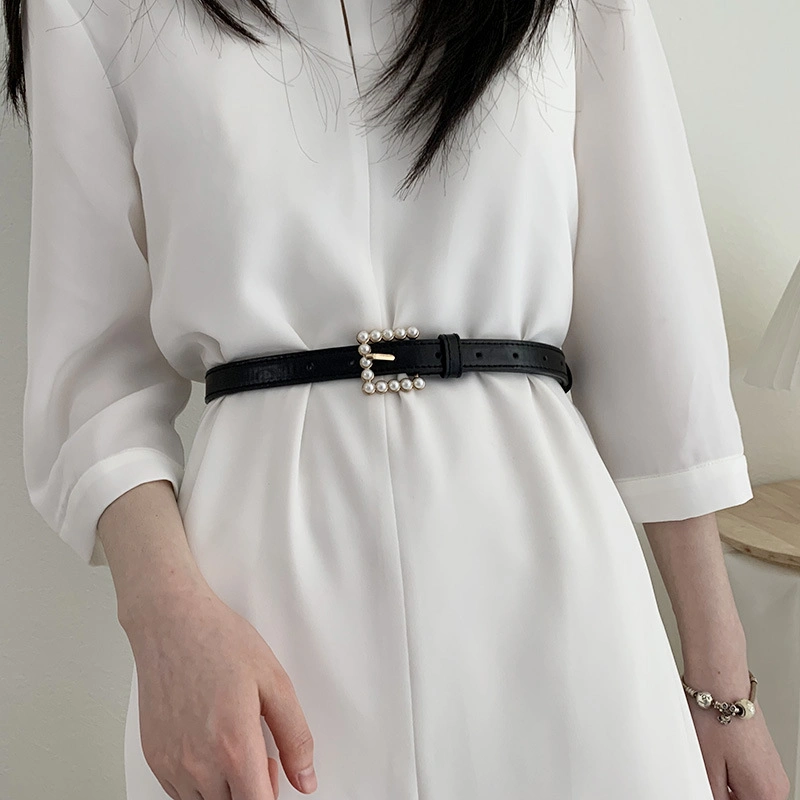 Woman Coat Suit Sweater Belt Decoration PU Leather Material with Pearl Metal Buckle New Design Fashion Wholesale Belt Bl-3023