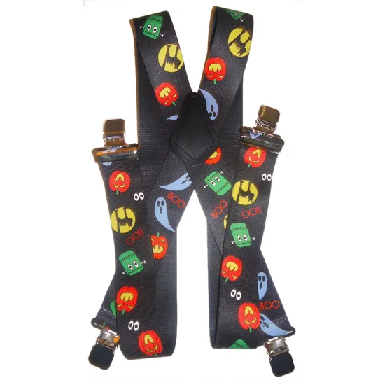 Custom Logo Black Y Shape 3.5 Cm Leather Button Strap Elastic Braces Suspender Belt for Men