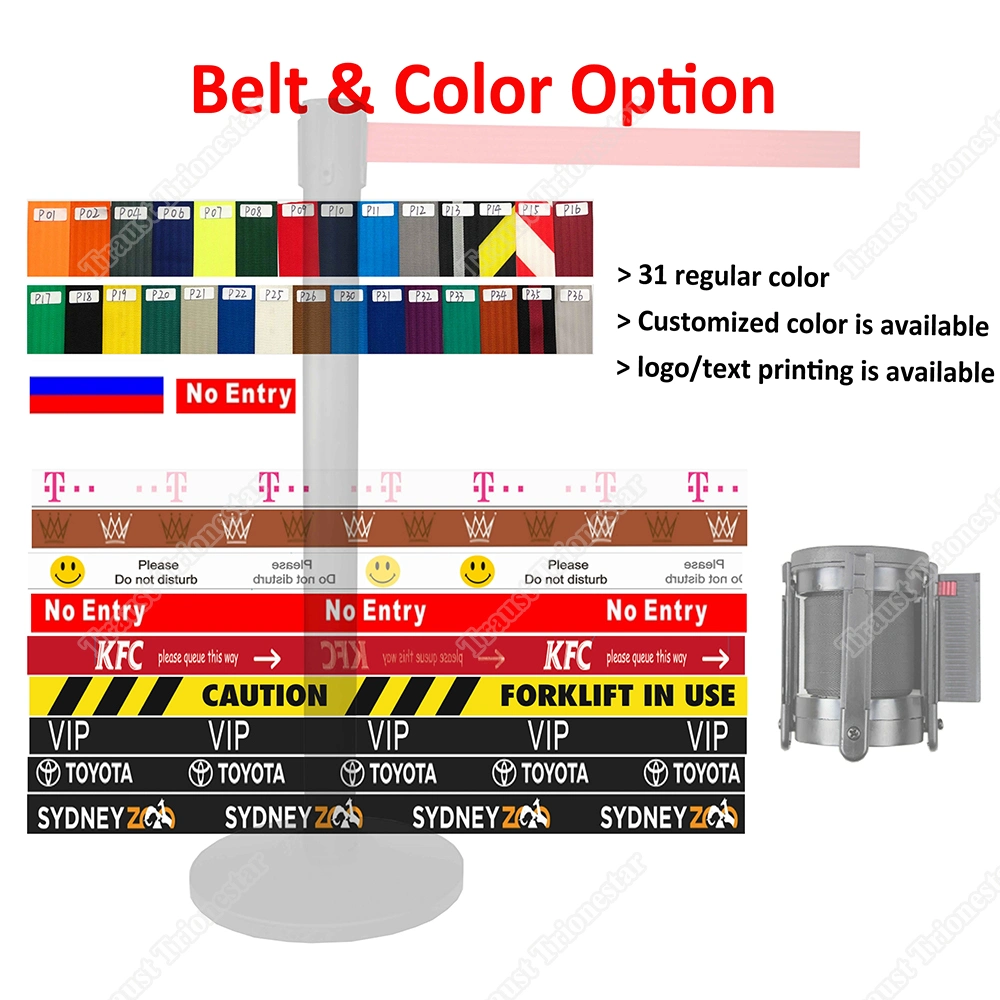 Traust Wall Mount Mulit Color Belt Barrier Crowd Control Stanchion