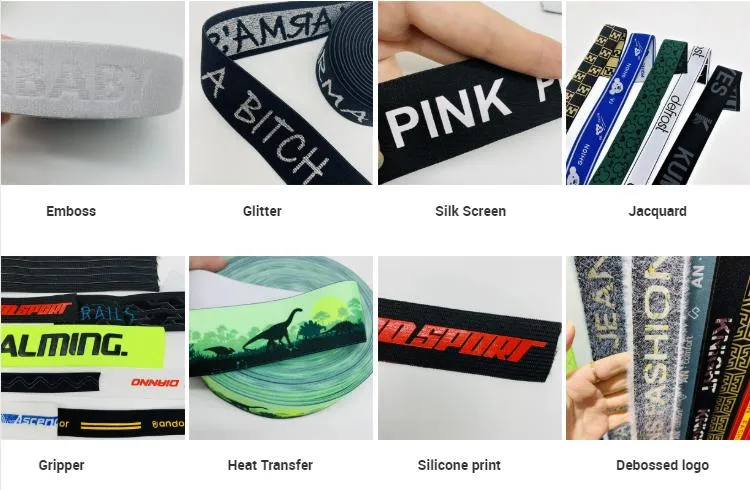 Wholesale Custom Print Designer Jacquard Elastic Webbing Band Tape Underwear Elastic Waistband