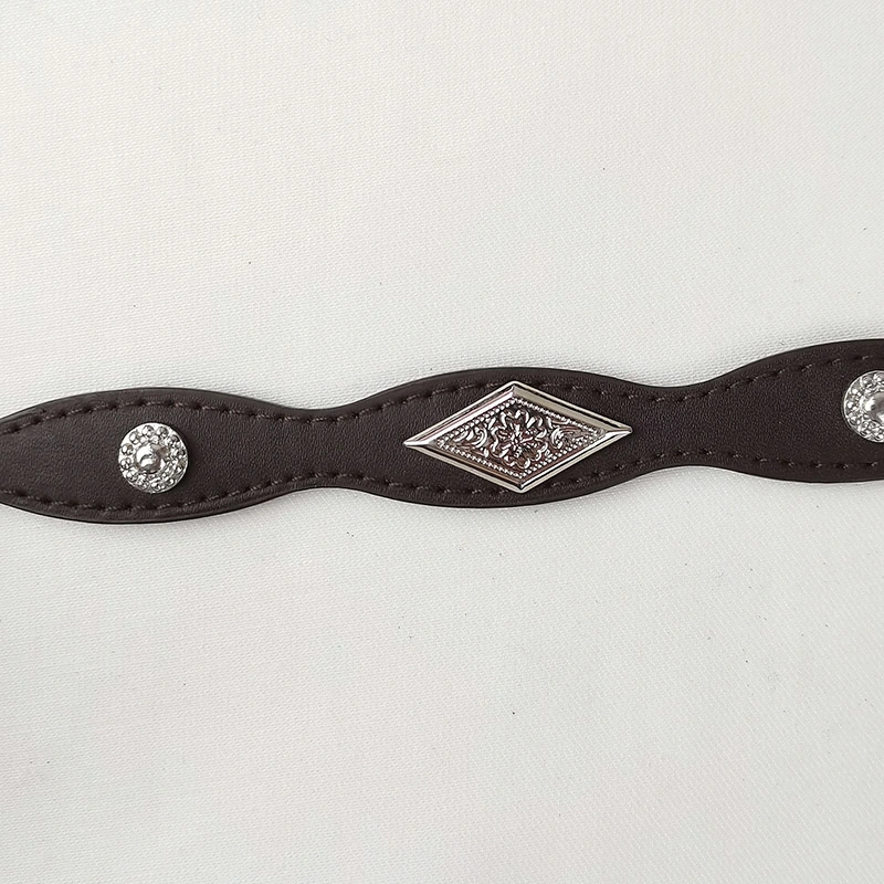 Diamond Pattern Nail Handmade Belts Band Fedora Hats PU Leather