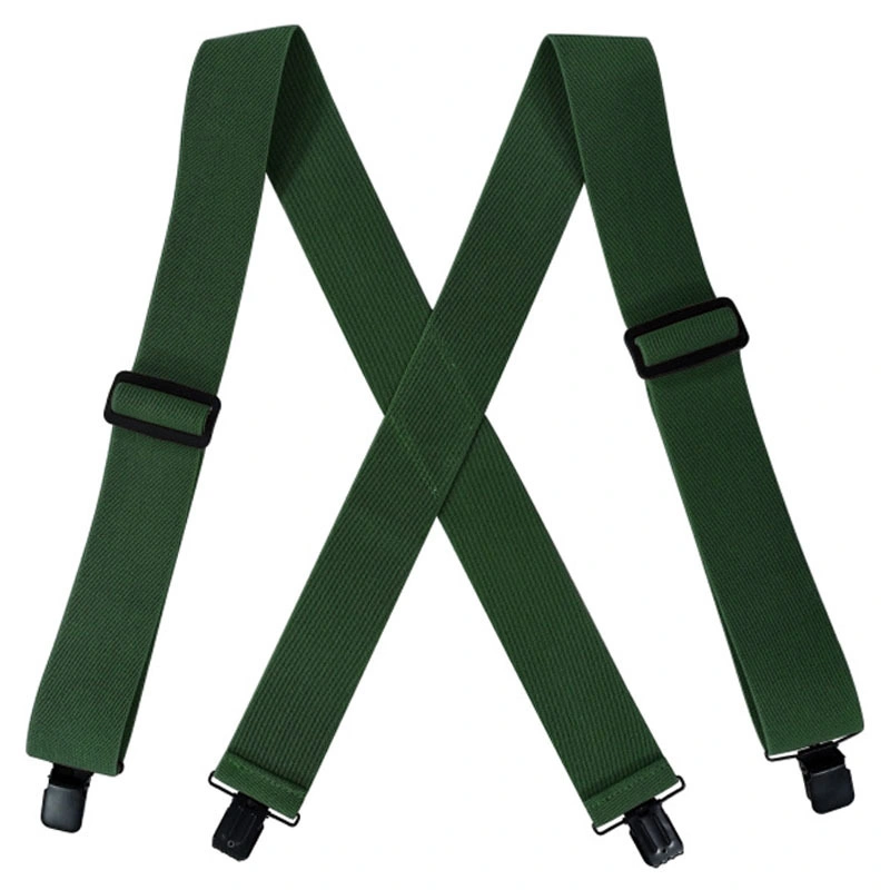 Wholesale High Quality Solid Forest Green Elastic Logger Suspender Colored for Men with Custom Logo