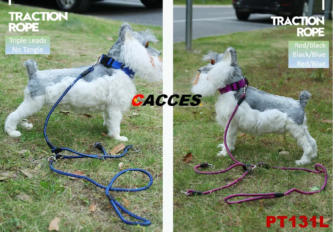 3 in 1 Dog Leashes 3 Way Dog Lead Splitter, Multi Pet Leads, Dog Triple Lead Adjustable Detachable No Tangle Lead Nylon Traction Rope for 3 Dog Cat Pet 1.2/1.4m