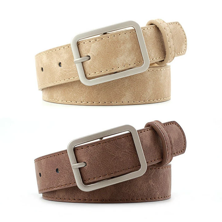 Simple and Versatile Square Buckle Faux Leather Belt Fashion Belt Retro Student Belt Unisex PU Belt Custom Belt