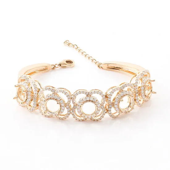 Luxury Trendy Waist Chain 5 Flower 10K/14K/18K Yellow Gold Moissanite Bracelet 6.5mm Round Vvs Moissanite Diamond Custom Jewelry