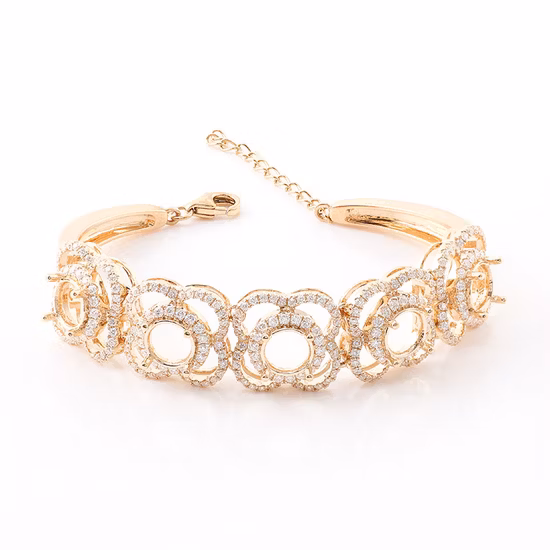 Luxury Trendy Waist Chain 5 Flower 10K/14K/18K Yellow Gold Moissanite Bracelet 6.5mm Round Vvs Moissanite Diamond Custom Jewelry