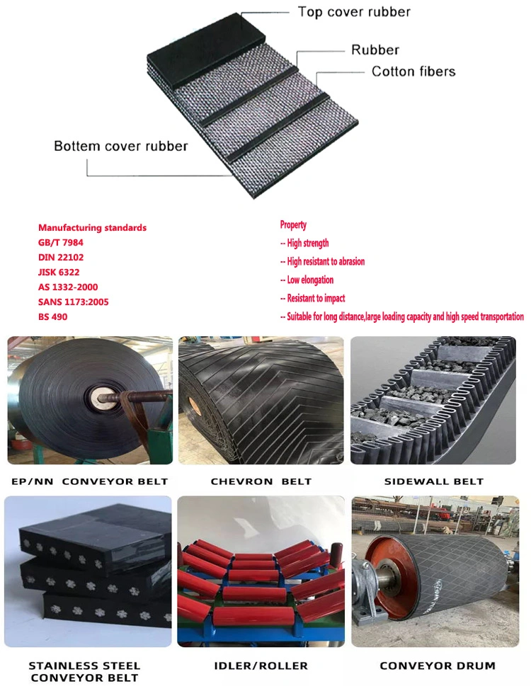 Diamond Shape Profiled Pattern Chevron Rubber Fabric Conveyor Belt Conveying