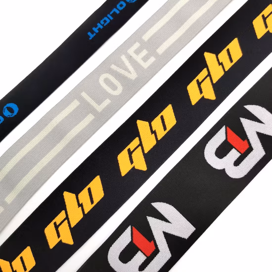 Manufacture Jacquard Logo Elastic Webbing Ribbon Tape Band Waistband for Exercise