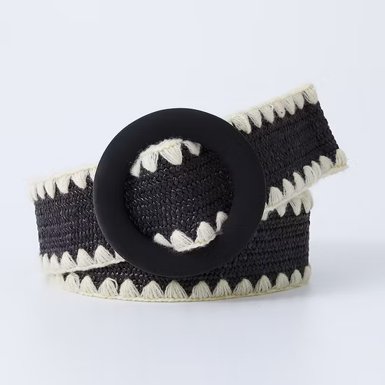 Women Waistband Elastic Ladies Fashion Double Buckle Elastic Dress Wide Belt