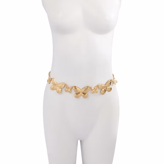 Punk Creative Splicing Single Layer Gold Silver Butterfly Women′s Waist Chain