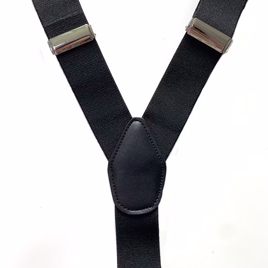 Custom Logo Black Y Shape 3.5 Cm Leather Button Strap Elastic Braces Suspender Belt for Men