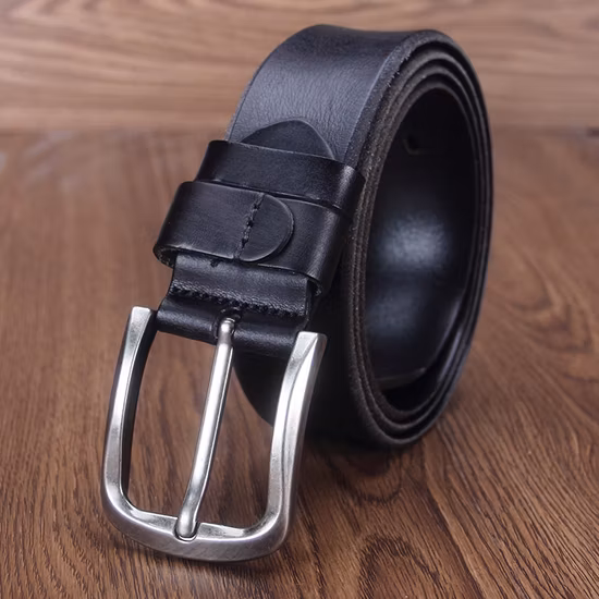 38mm Wide Real Cowhide Genuine Leather Needle Soft Vintage Retro Pin Buckle Belt